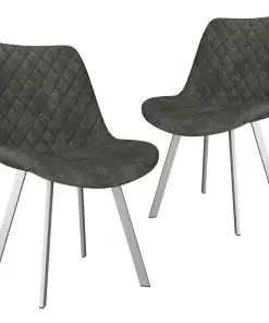 vidaXL Dining Chairs 2 pcs Grey Faux Suede Leather