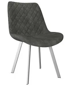 vidaXL Dining Chairs 2 pcs Grey Faux Suede Leather
