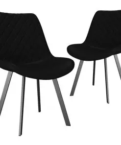 vidaXL Dining Chairs 2 pcs Black Faux Leather