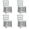vidaXL Dining Chairs with Cushions 4 pcs Grey Natural Rattan vidaXL Dining Chairs with Cushions 4 pcs Grey Natural Rattan