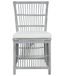 vidaXL Dining Chairs with Cushions 6 pcs Grey Natural Rattan