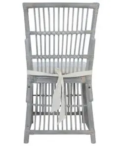 vidaXL Dining Chairs with Cushions 6 pcs Grey Natural Rattan