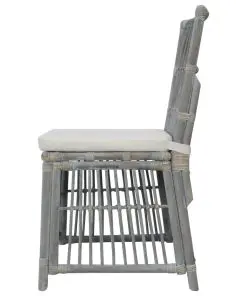 vidaXL Dining Chairs with Cushions 6 pcs Grey Natural Rattan