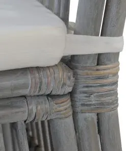 vidaXL Dining Chairs with Cushions 6 pcs Grey Natural Rattan