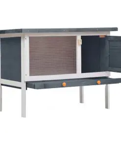 vidaXL Outdoor Rabbit Hutch 1 Layer Grey Wood