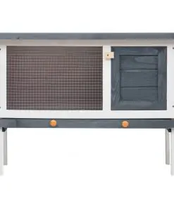 vidaXL Outdoor Rabbit Hutch 1 Layer Grey Wood