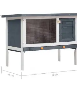 vidaXL Outdoor Rabbit Hutch 1 Layer Grey Wood