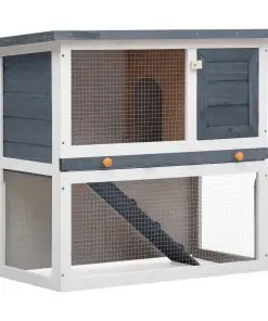 vidaXL Outdoor Rabbit Hutch 1 Door Grey Wood