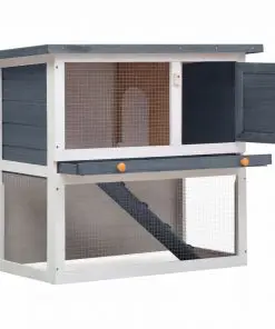 vidaXL Outdoor Rabbit Hutch 1 Door Grey Wood