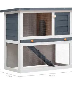 vidaXL Outdoor Rabbit Hutch 1 Door Grey Wood