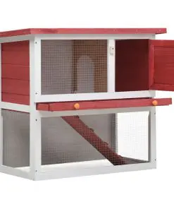 vidaXL Outdoor Rabbit Hutch 1 Door Red Wood