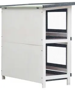 vidaXL Outdoor Rabbit Hutch 4 Doors Grey Wood