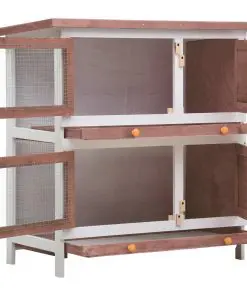 vidaXL Outdoor Rabbit Hutch 4 Doors Brown Wood
