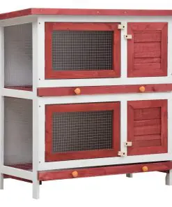 vidaXL Outdoor Rabbit Hutch 4 Doors Red Wood