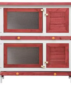 vidaXL Outdoor Rabbit Hutch 4 Doors Red Wood