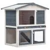 vidaXL Outdoor Rabbit Hutch 3 Doors Grey Wood vidaXL Outdoor Rabbit Hutch 3 Doors Grey Wood