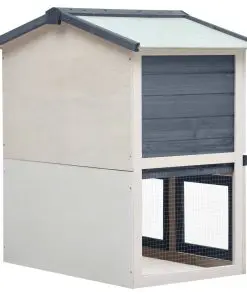 vidaXL Outdoor Rabbit Hutch 3 Doors Grey Wood