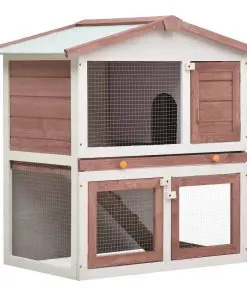 vidaXL Outdoor Rabbit Hutch 3 Doors Brown Wood