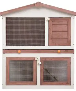 vidaXL Outdoor Rabbit Hutch 3 Doors Brown Wood