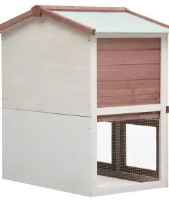 vidaXL Outdoor Rabbit Hutch 3 Doors Brown Wood