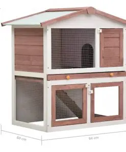 vidaXL Outdoor Rabbit Hutch 3 Doors Brown Wood