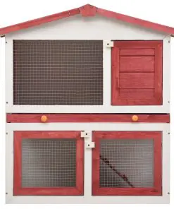vidaXL Outdoor Rabbit Hutch 3 Doors Red Wood