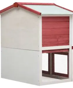 vidaXL Outdoor Rabbit Hutch 3 Doors Red Wood