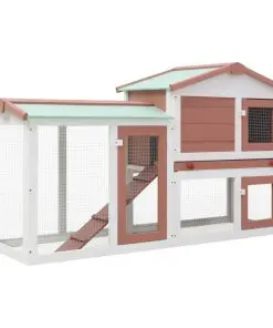 vidaXL Outdoor Large Rabbit Hutch Brown and White 145x45x85 cm Wood