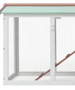 vidaXL Outdoor Large Rabbit Hutch Brown and White 145x45x85 cm Wood