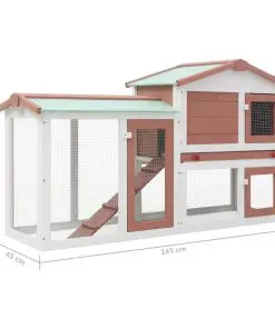vidaXL Outdoor Large Rabbit Hutch Brown and White 145x45x85 cm Wood