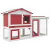 vidaXL Outdoor Large Rabbit Hutch Red and White 145x45x85 cm Wood