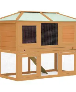 vidaXL Animal Rabbit Cage Double Floor Wood