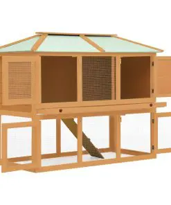 vidaXL Animal Rabbit Cage Double Floor Wood