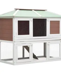 vidaXL Animal Rabbit Cage Double Floor Brown Wood