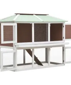 vidaXL Animal Rabbit Cage Double Floor Brown Wood