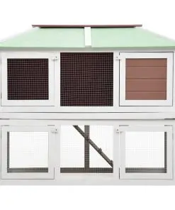 vidaXL Animal Rabbit Cage Double Floor Brown Wood