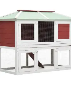 vidaXL Animal Rabbit Cage Double Floor Red Wood