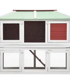 vidaXL Animal Rabbit Cage Double Floor Red Wood
