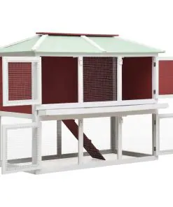 vidaXL Animal Rabbit Cage Double Floor Red Wood