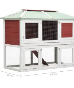 vidaXL Animal Rabbit Cage Double Floor Red Wood