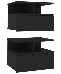 vidaXL Floating Nightstands 2 pcs Black 40x31x27 cm Chipboard
