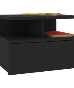 vidaXL Floating Nightstands 2 pcs Black 40x31x27 cm Chipboard