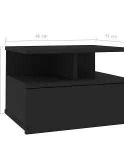vidaXL Floating Nightstands 2 pcs Black 40x31x27 cm Chipboard