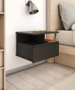 vidaXL Floating Nightstands 2 pcs Black 40x31x27 cm Chipboard