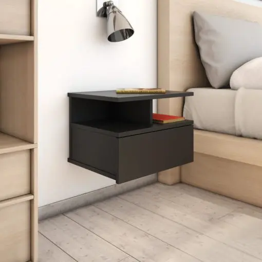 vidaXL Floating Nightstands 2 pcs Black 40x31x27 cm Chipboard