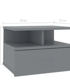 vidaXL Floating Nightstand Grey 40x31x27 cm Chipboard