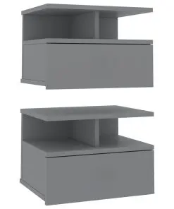 vidaXL Floating Nightstands 2 pcs Grey 40x31x27 cm Chipboard