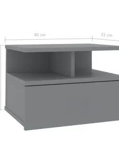 vidaXL Floating Nightstands 2 pcs Grey 40x31x27 cm Chipboard