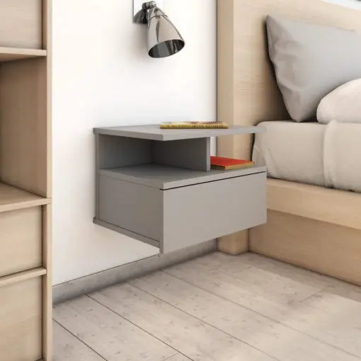 vidaXL Floating Nightstands 2 pcs Grey 40x31x27 cm Chipboard