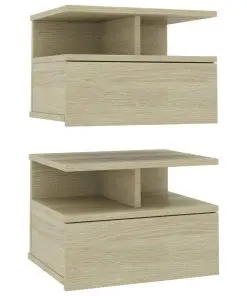 vidaXL Floating Nightstands 2 pcs Sonoma Oak 40x31x27 cm Chipboard